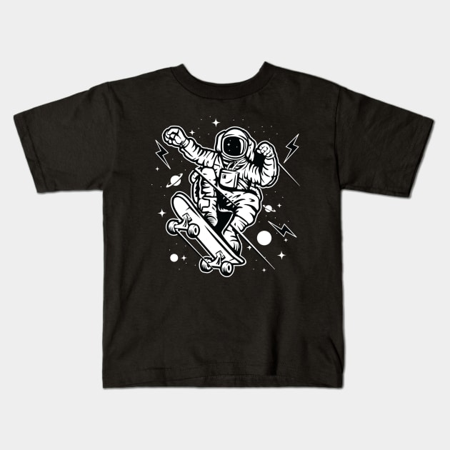 Space skater Kids T-Shirt by Eoli Studio